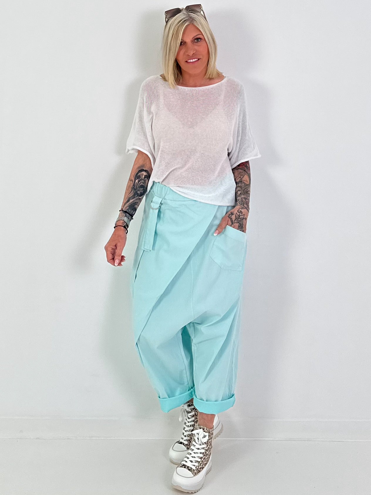 Summer knit short-sleeved sweater - white