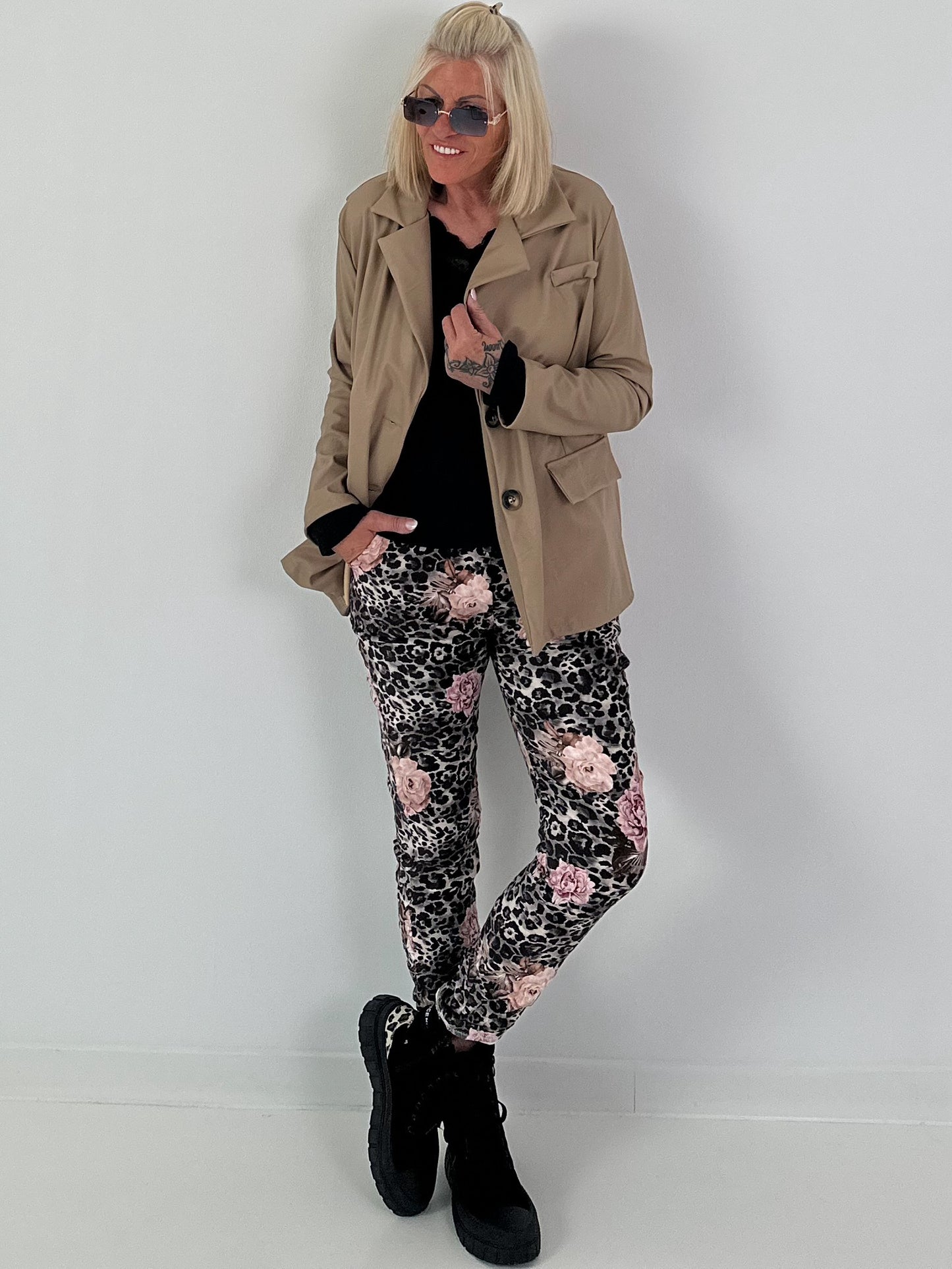 Blazer in Leder-Optik - taupe