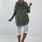 Linen Shirt with Off-Shoulder Cut-Outs Leo - beige