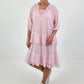 Kleid mit Unterziehtop und Volants - rosa