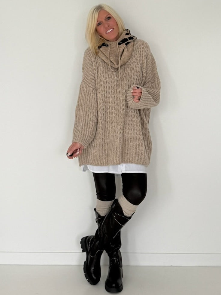 Rippstrickpullover - beige
