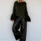 Kuschliger Pullover mit Fransen-Details - oliv