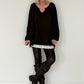 Oversized Sweater mit V-Neck und Inside-Out-Nähten - mokka ( lieferbar ab ca. 16.10.26)