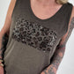 Fine Knit Top with Leopard Patch - chocolate