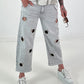 Jeans with silver eyelets - gray