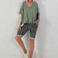 T-Shirt  mit gerafftem Saum - khaki