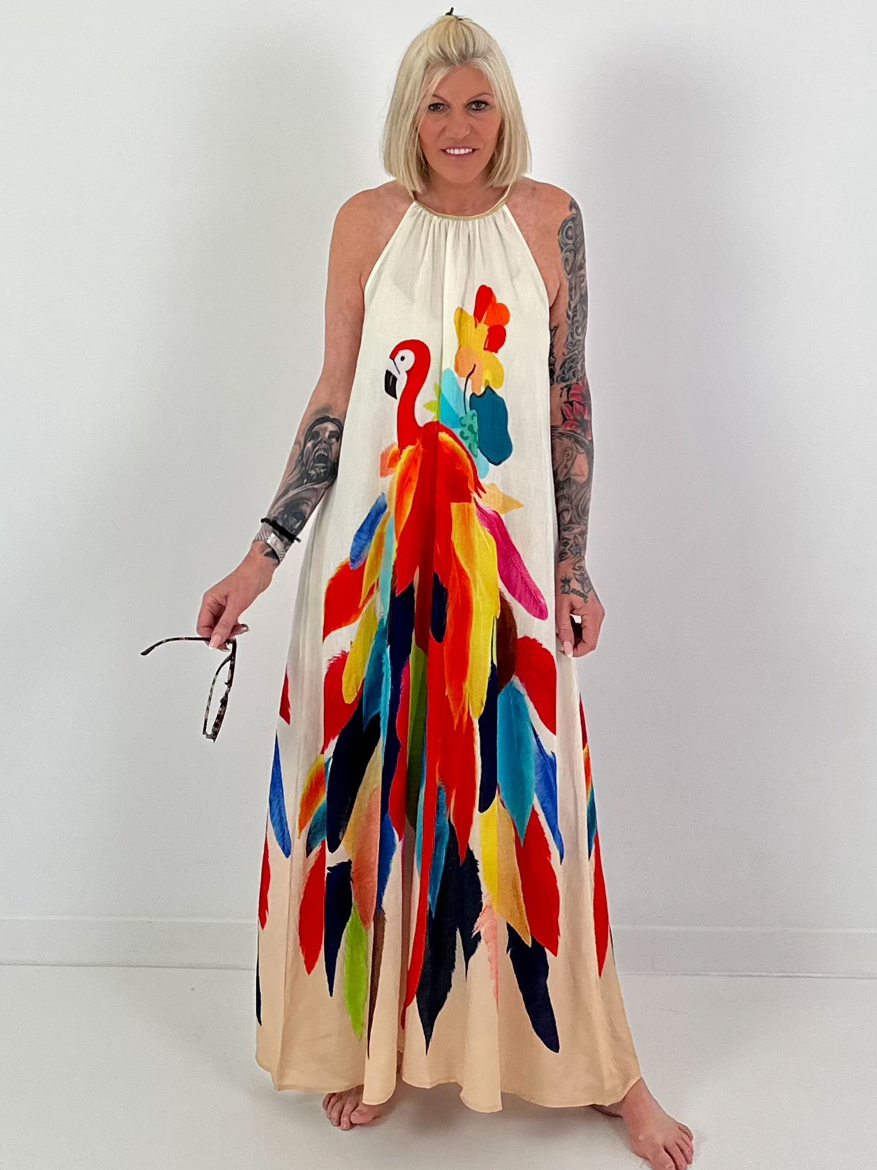 Printed ombré dress - beige multi-colored