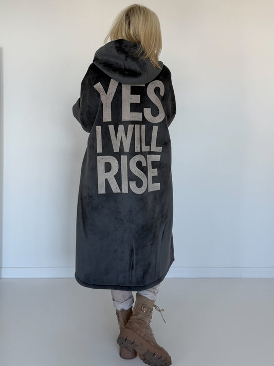 Hooded coat Yes I Will Rise - mouse grey