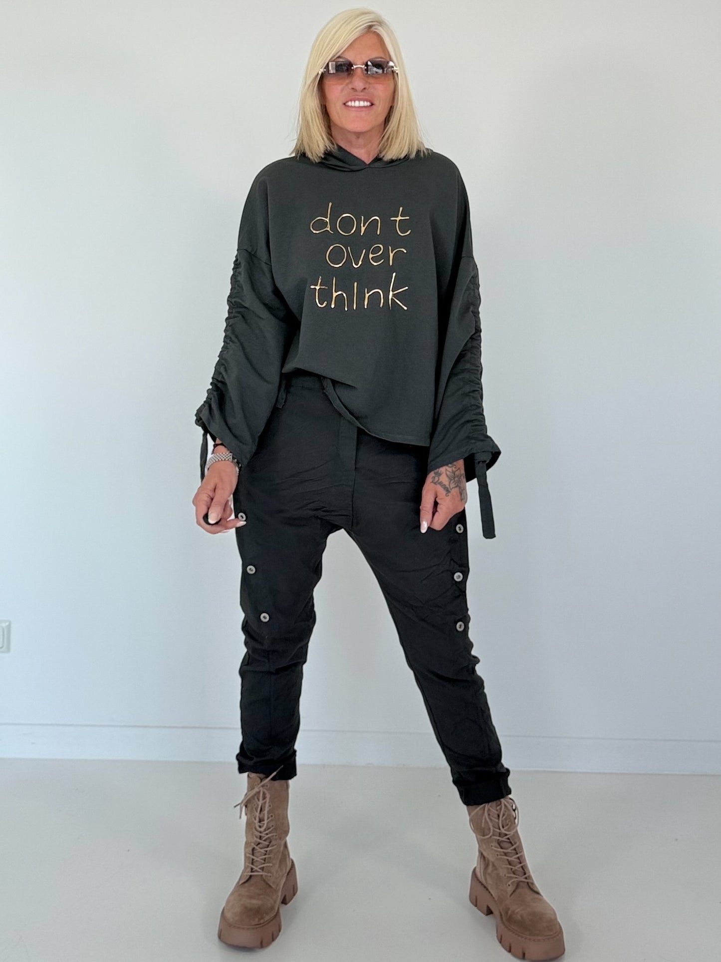 Hoodie Don´t Overthink - anthrazit