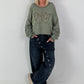 Sweater with reverse seams and print - olive