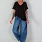 Ribbed Shirt with Fringe Details - chocolate