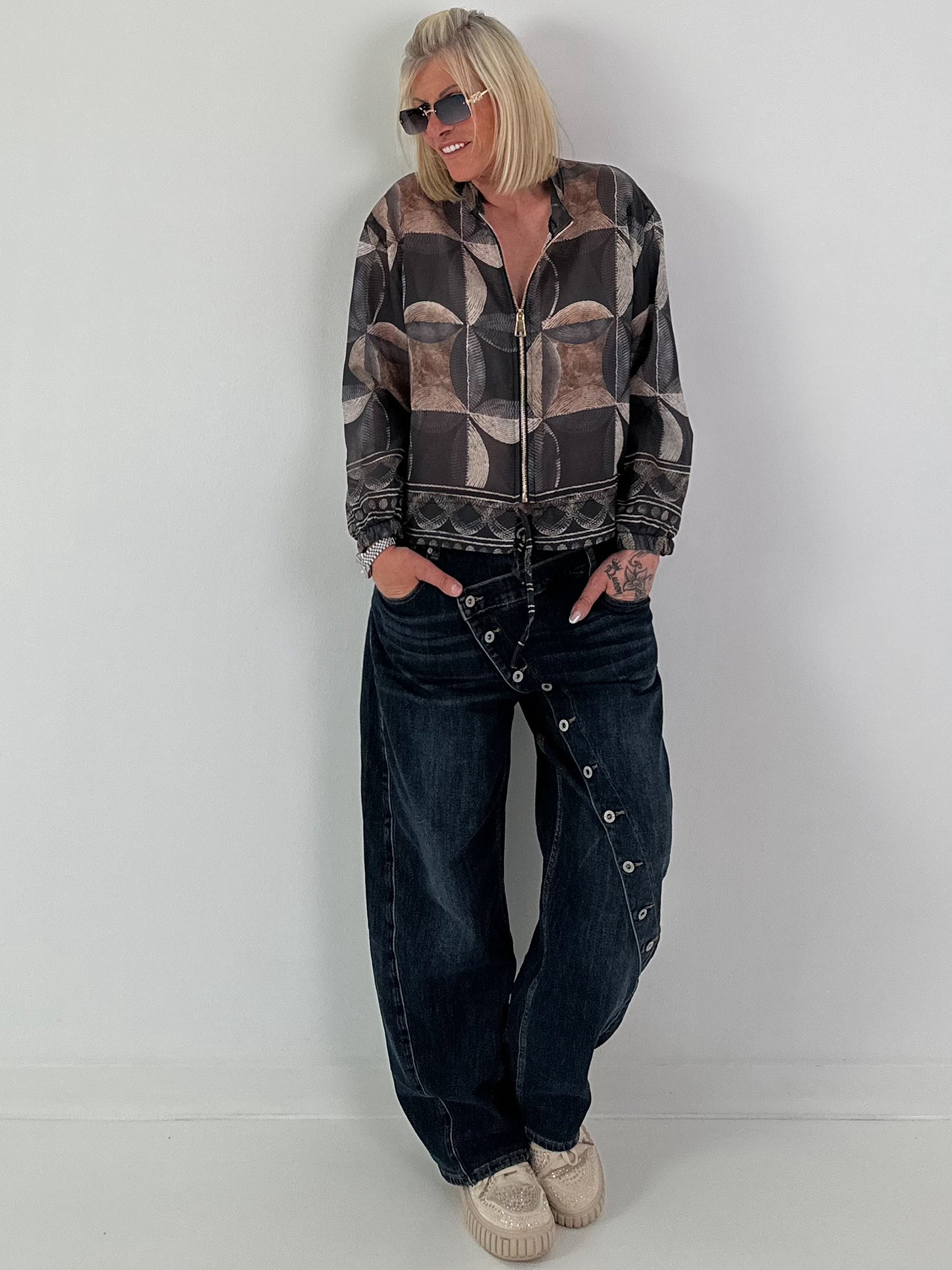 Blusenjacke mit Muster - anthrazit