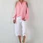 Bluse mit cold shoulder Detail - rosa