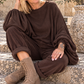 Poncho-Pullover in Rippoptik - mokka ( lieferbar ab ca. 10.11.26)