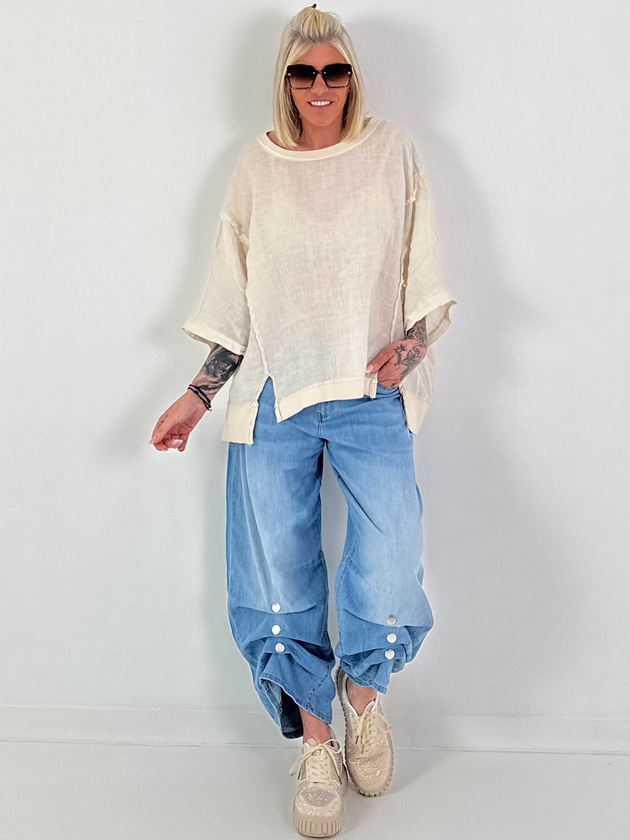 Oversized Linen Shirt - Cream