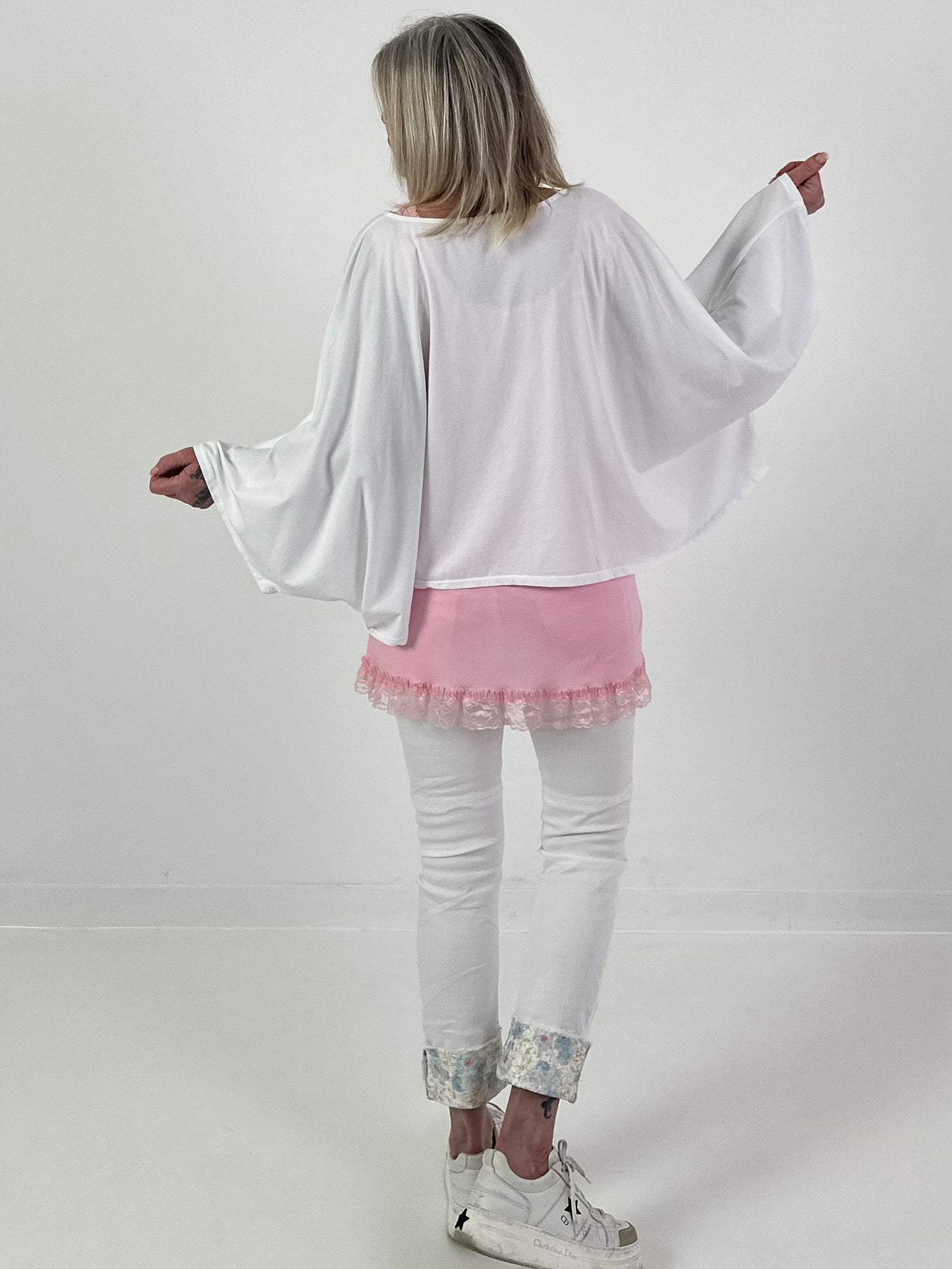 Oversized Shirt Peace - weiss