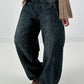 Lässige Wide Leg Jeans mit besonderen Nähten - used black