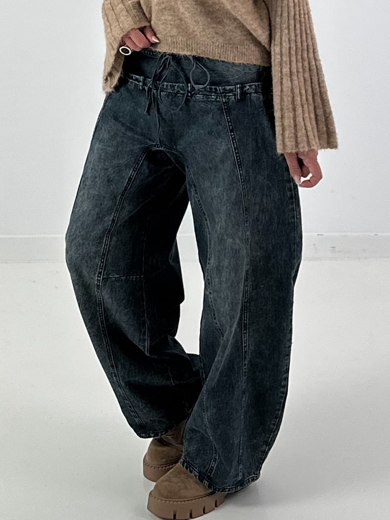 Lässige Wide Leg Jeans mit besonderen Nähten - used black