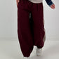 Pants with elastic waistband - burgundy