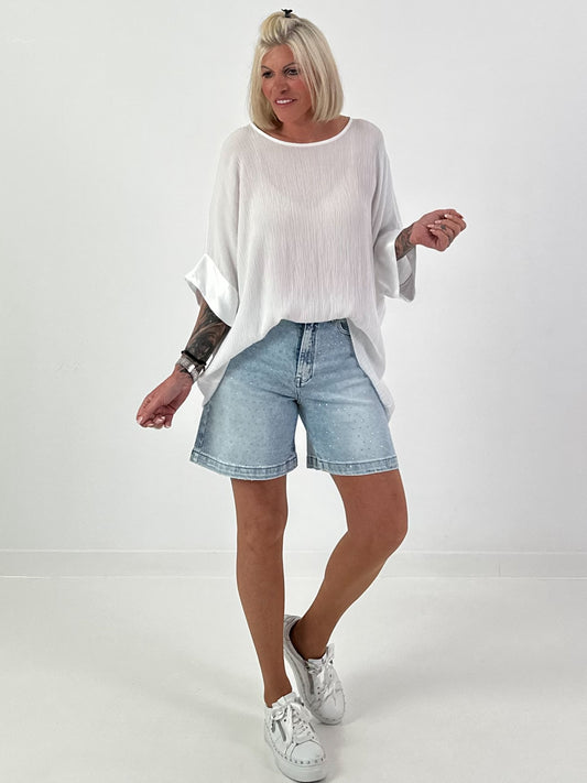 Strukturiertes Shirt - weiss