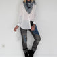 Hemdbluse mit Strukturstreifen - weiss