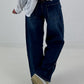 Jeans with vertical button placket - denim