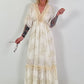 Boho dress with all-over pattern and crochet details - white