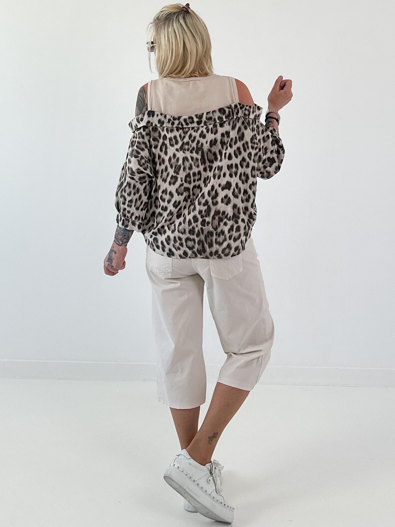 Tunika mit integrierten Top - Leo beige
