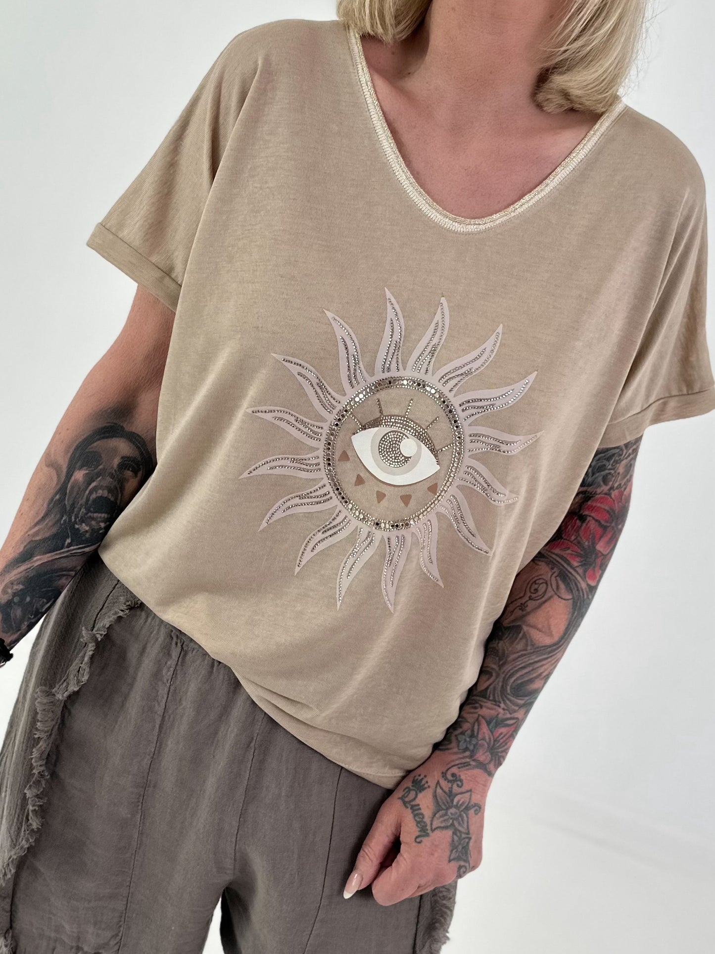 Fine Knit Lurex Sun Top - sand