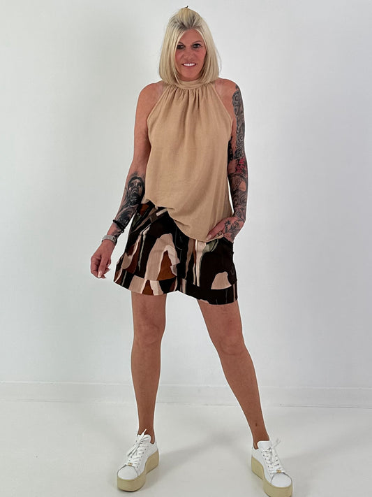 Neckholder Top -camel
