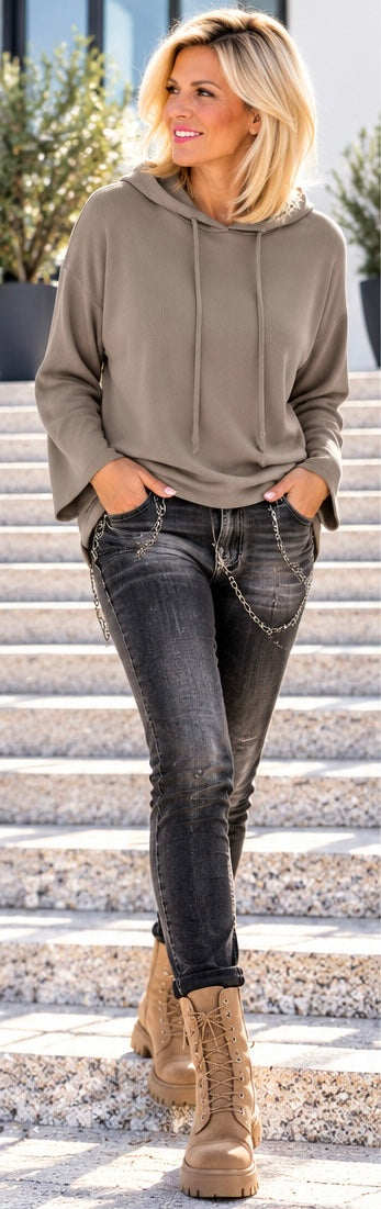 Ripp-Hoodie - taupe