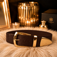 Stretch belt with gold buckle - mocha