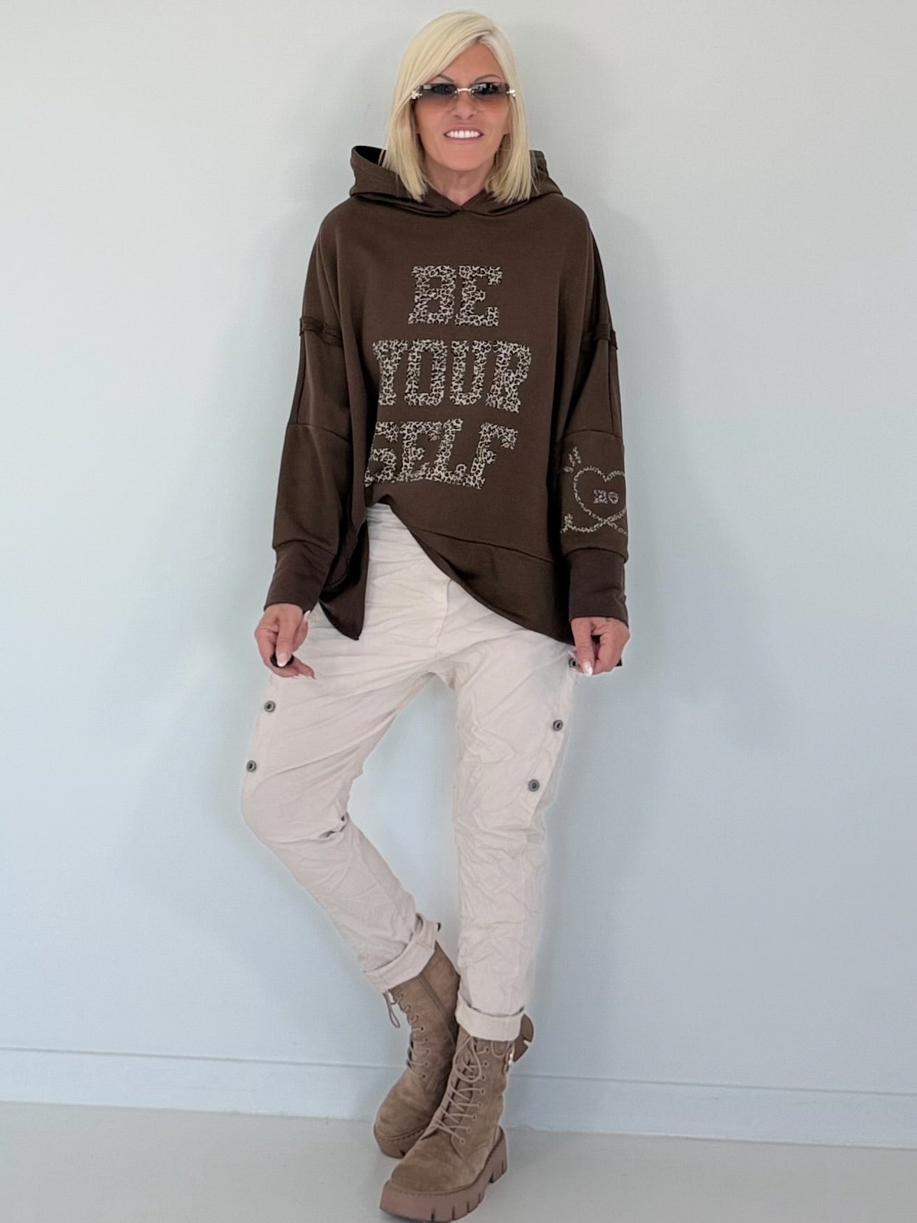 Oversized Hoodie Be Yourself - mokka
