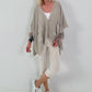 Leinen Poncho Jacke - beige