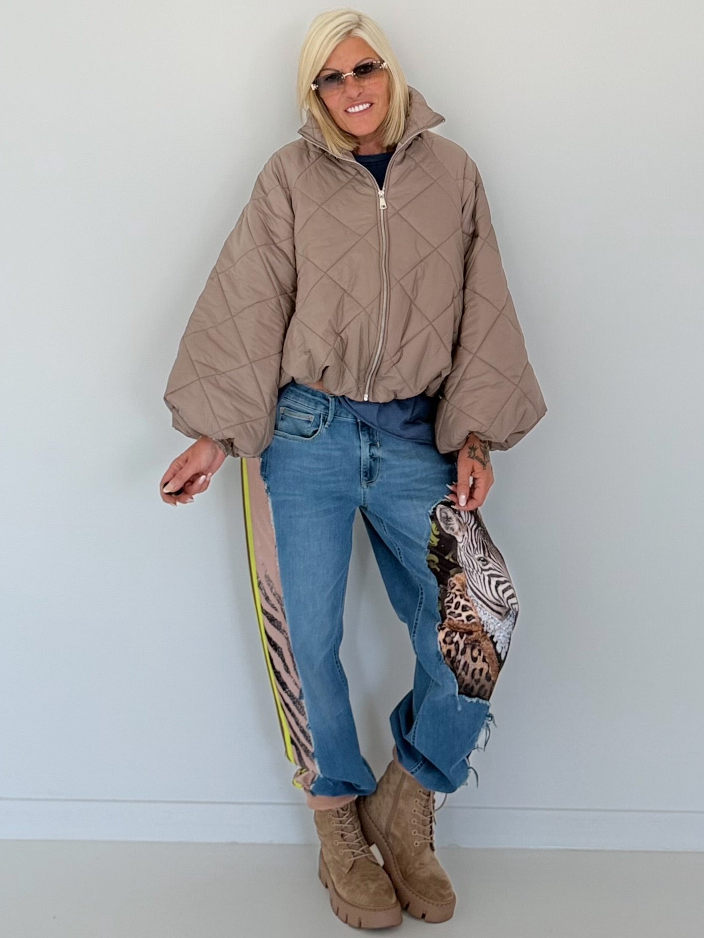 Jogg-Jeans im Used Look Zebra - denim