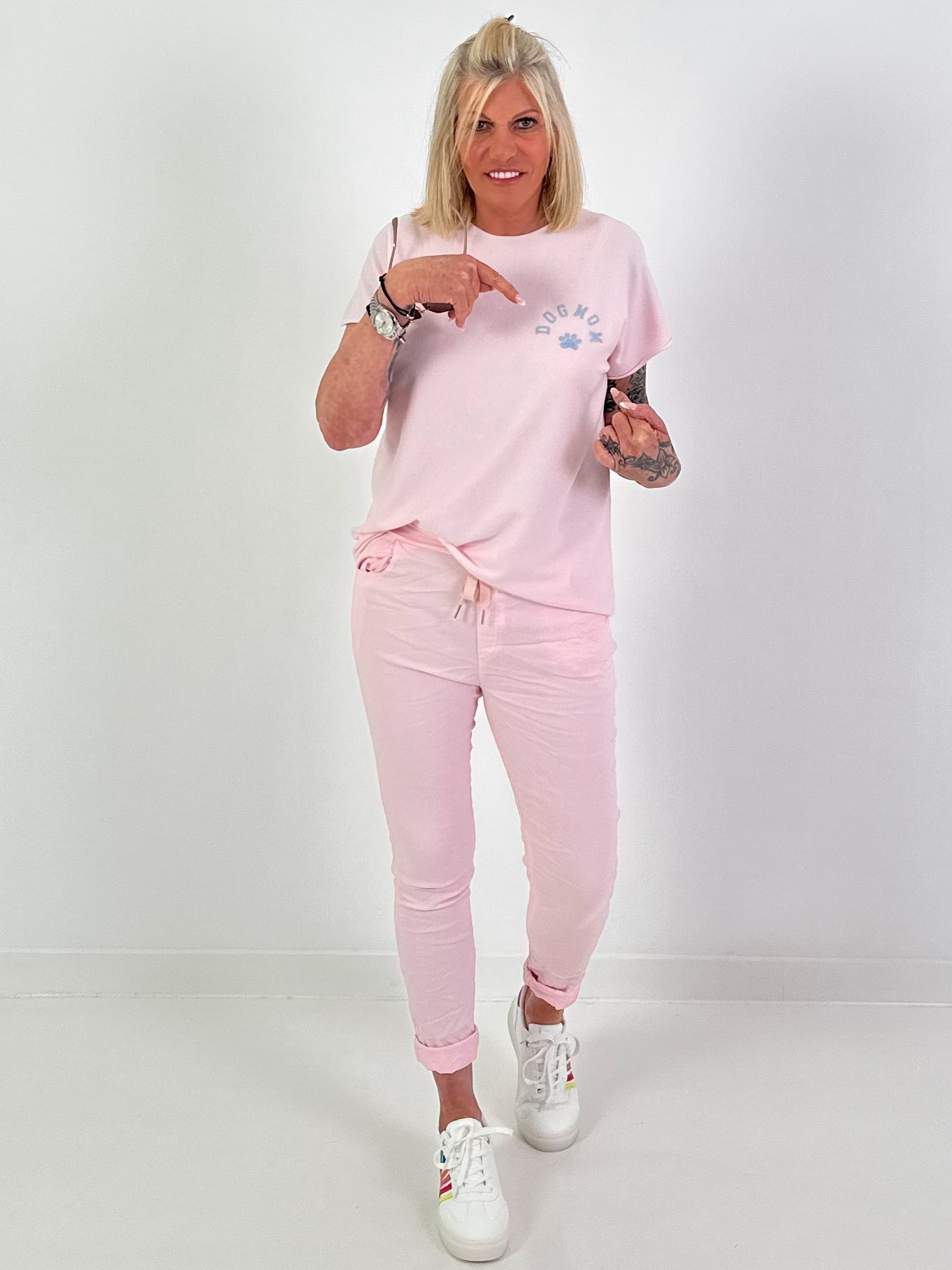 Fine Knit Dog Mom Shirt - Pink