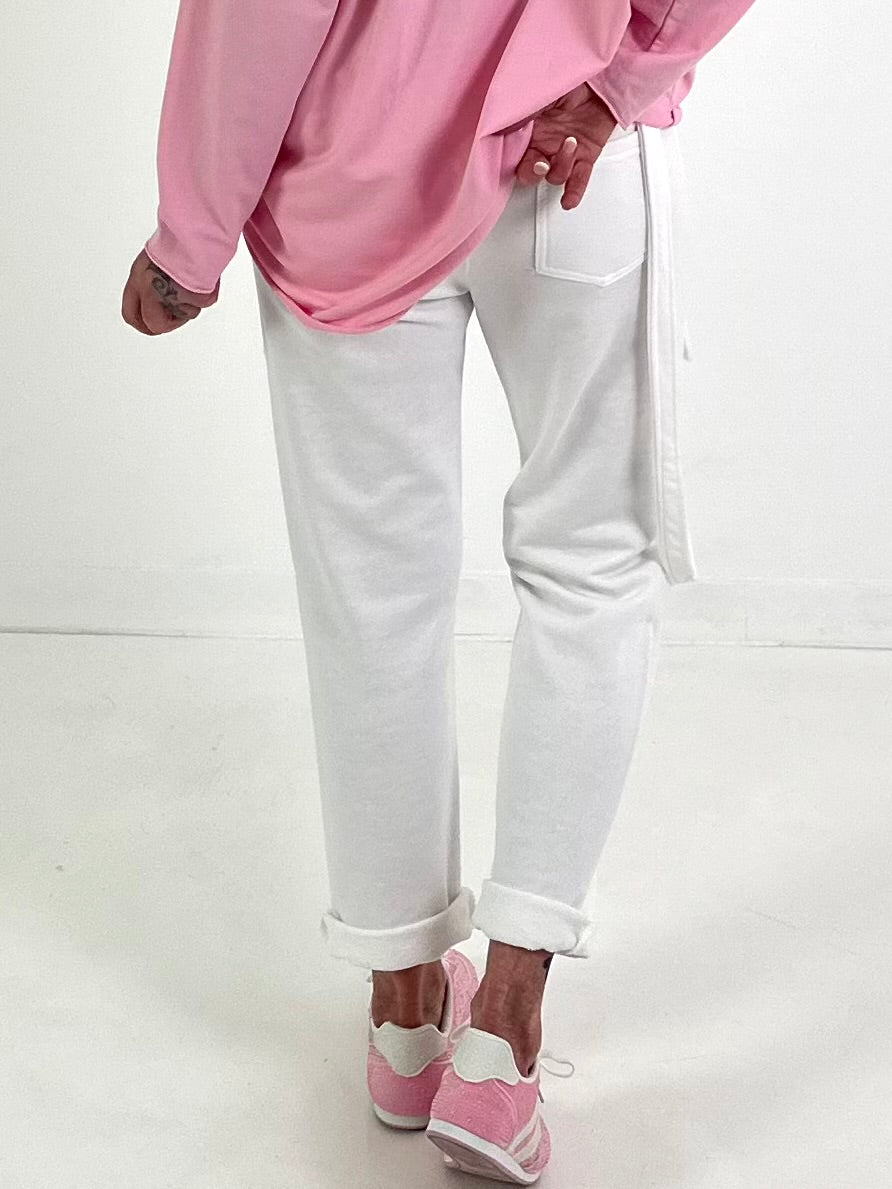 Hose mit Cargo Taschen - weiss