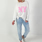 Sweater NY - weiss