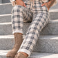 Hose im Karo-Look - beige-mehrfarbig