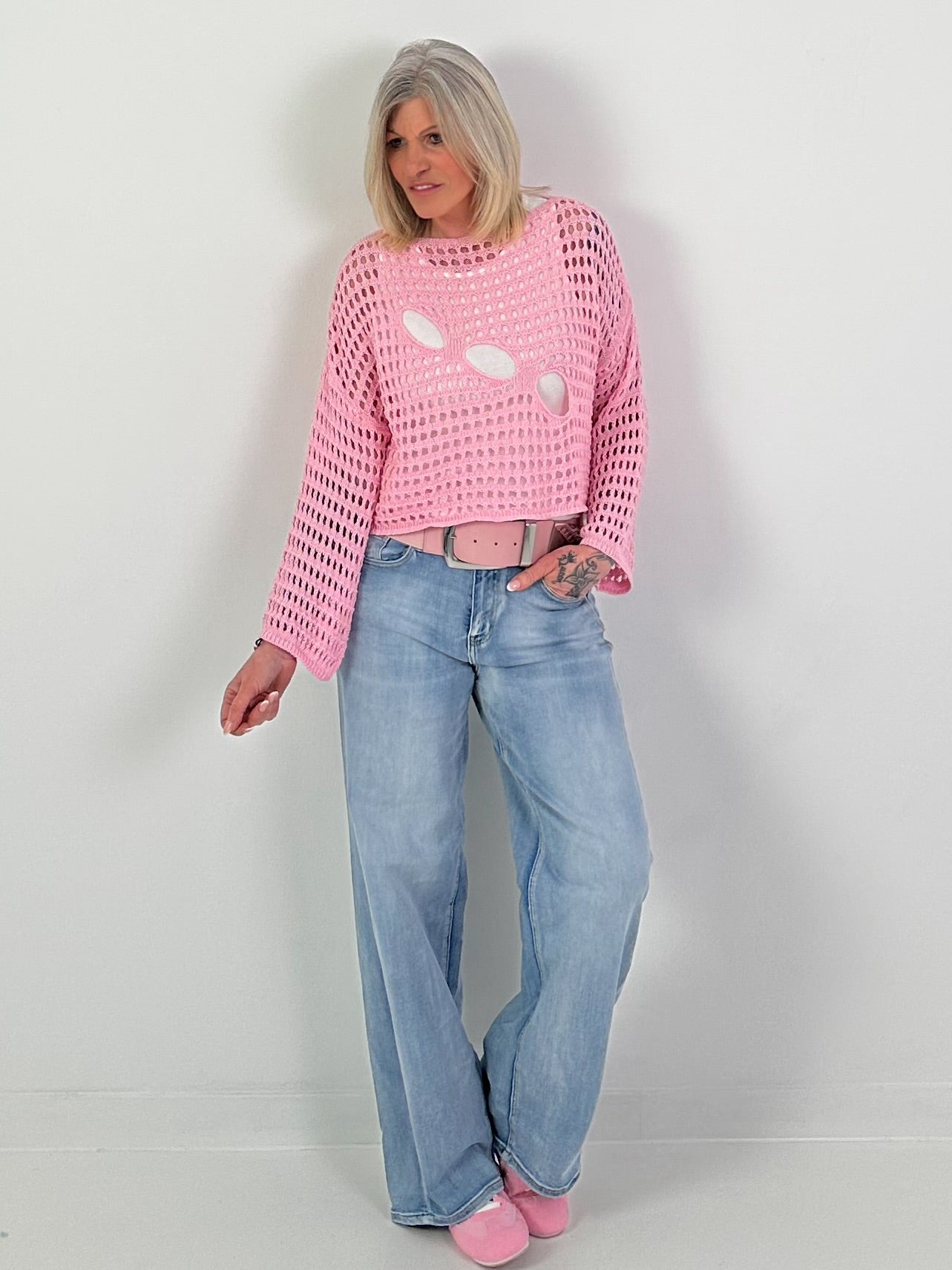 Häkelpullover - rosa