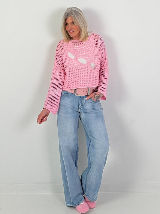 Gehaakte trui - roze