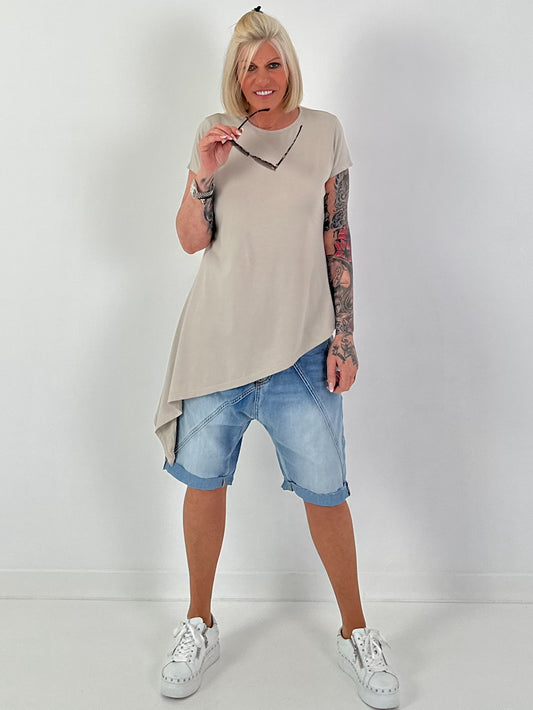 T-Shirt asymmetrisch - beige