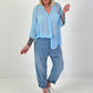 Sequin and crochet detail blouse - light blue