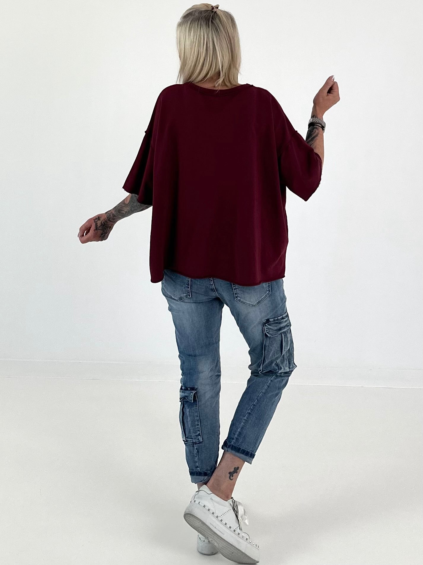 Sweater mit Vintage-Print - berry