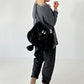 Weicher oversized Basic Pullover - anthrazit