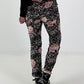 Hose in Wildleder-Optik mit Leo Print und floralem Muster - grau - mehrfarbig