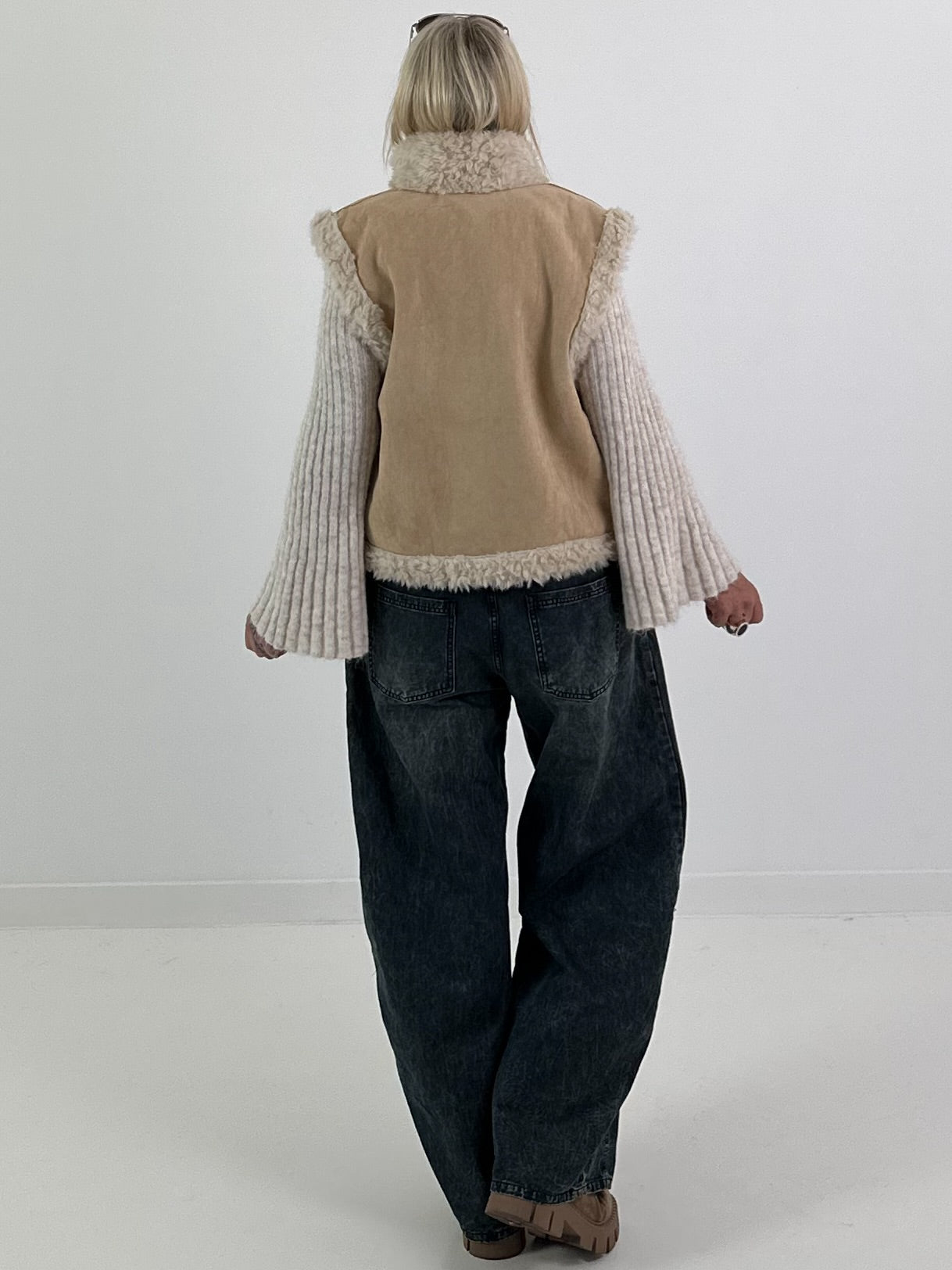 2 in 1 Wendeweste  - beige