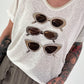 Fine knit shirt Sunglass with Lurex - ecru