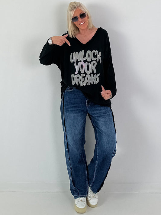 Oversized Shirt Unlock your Dreams - schwarz