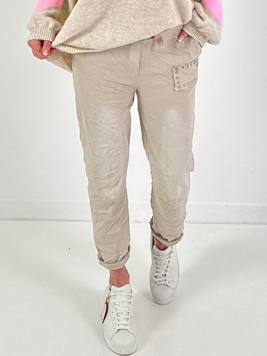 Trousers model "Studs" - beige